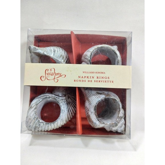 Williams Sonoma Seashore (4) Napkin Rings Sea Shell Beach Nautical Large Holders - Picture 2 of 7